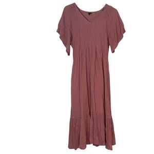 Zattacas Smocked Flutter Sleeve Prairie Dress